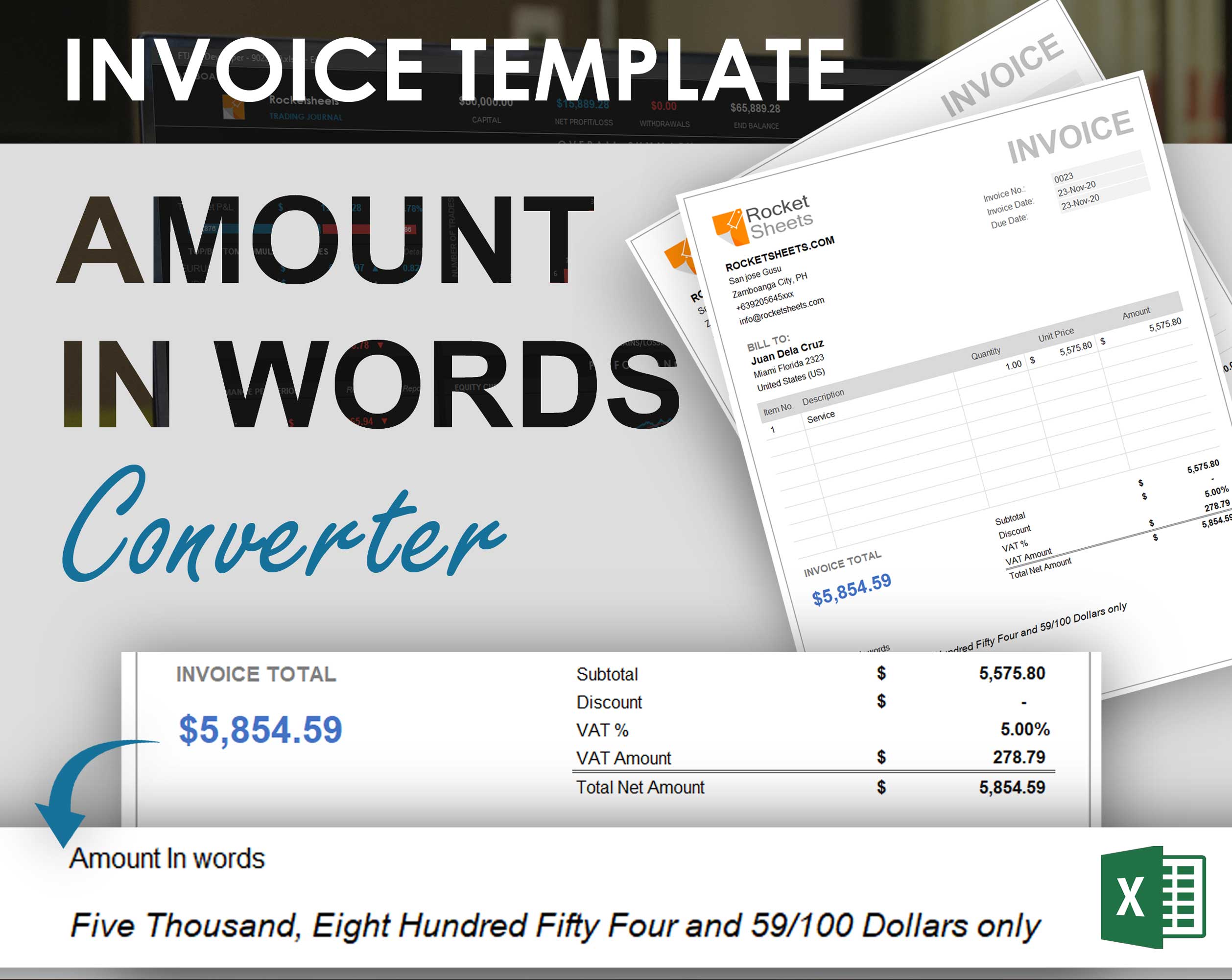 Invoice Template + AmountinWords Rocket Sheets