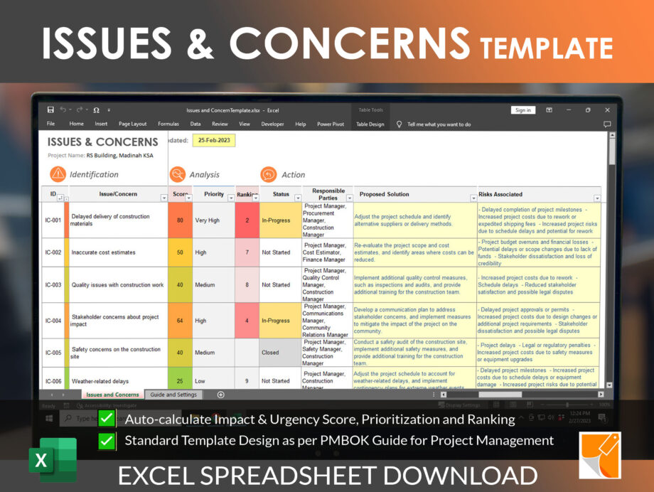 issues-and-concerns-template-log-for-construction-project-management-by-rocketsheets.com