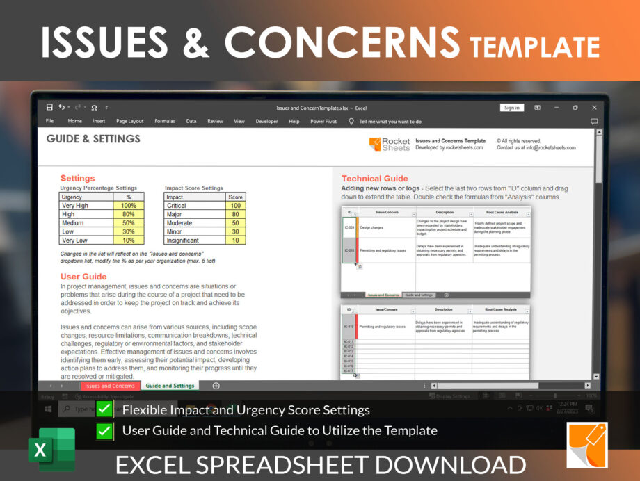 issues-and-concerns-template-log-for-construction-project-management-by-rocketsheets.com