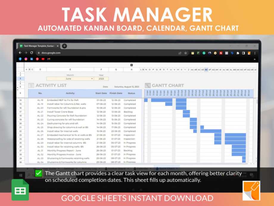 task manager template gantt chart
