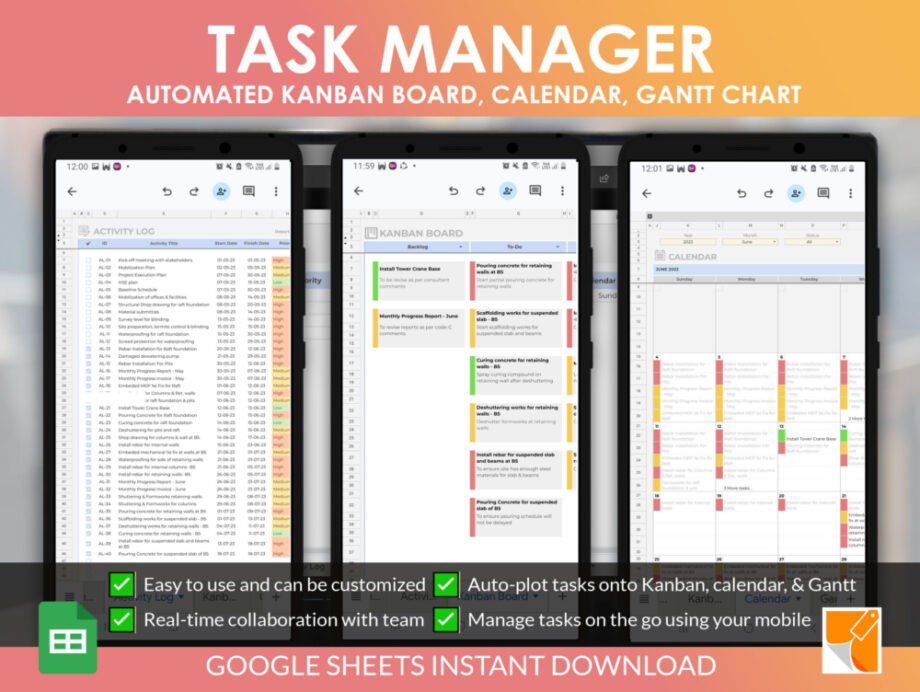 task manager template on mobile access